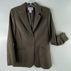 PENDLETON Women's Blazer Size 4 USA Wool Lined Jacket Suit Brown Single Breasted